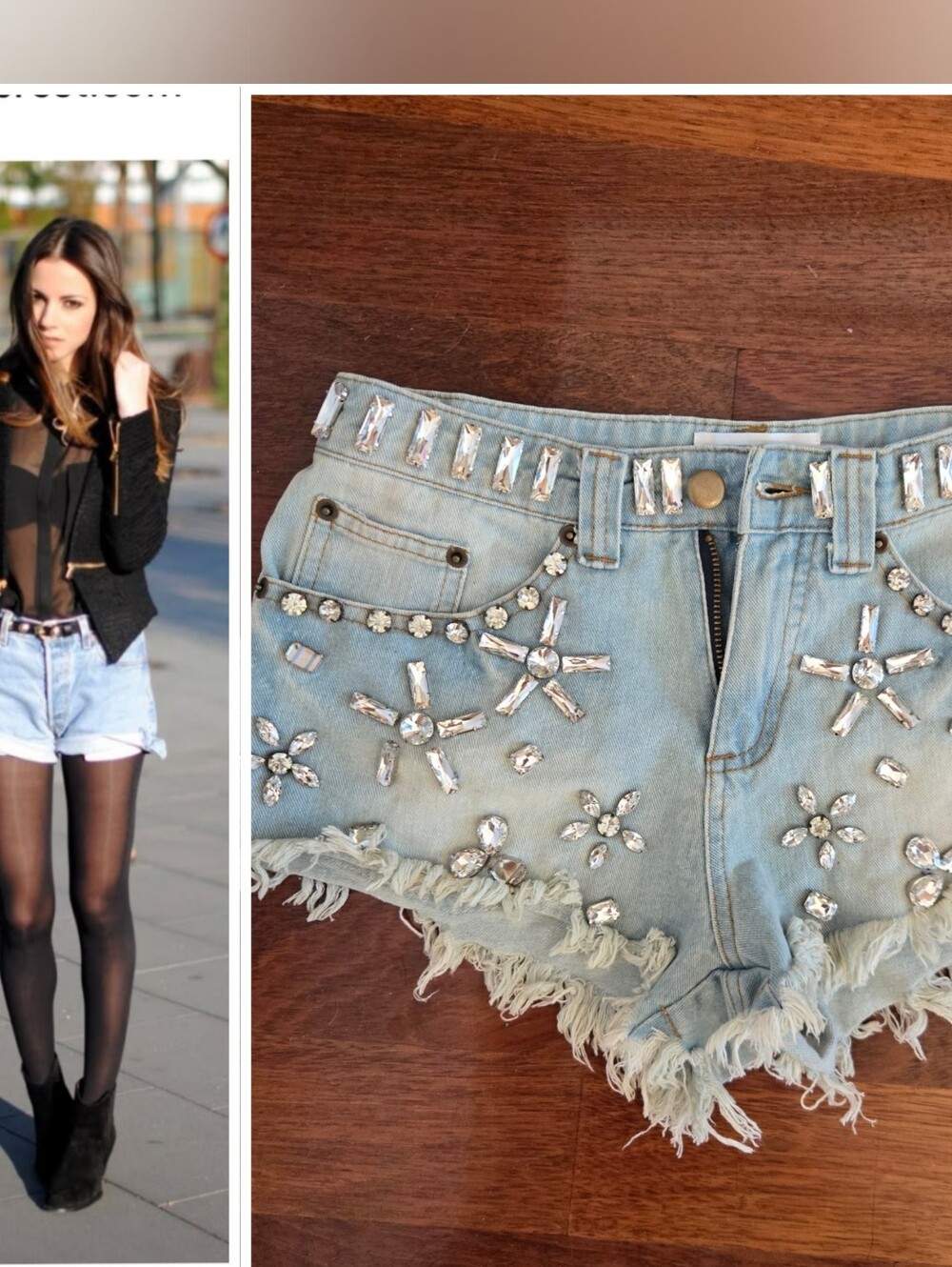 RARE Shakuhachi au Rhinestone Drip Perfect Denim Shorts 2 Xs